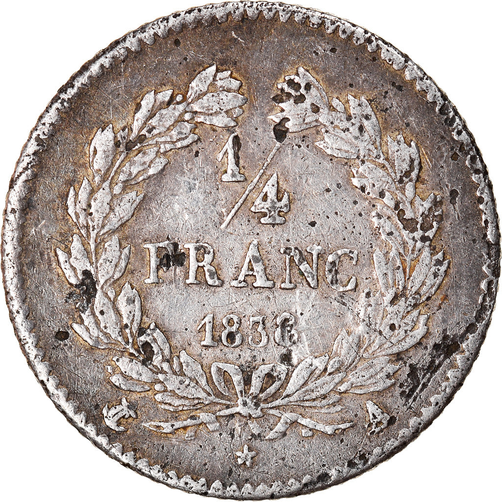 Coin, France, Louis-Philippe, 1/4 Franc, 1838, Paris, EF(40-45), Silver