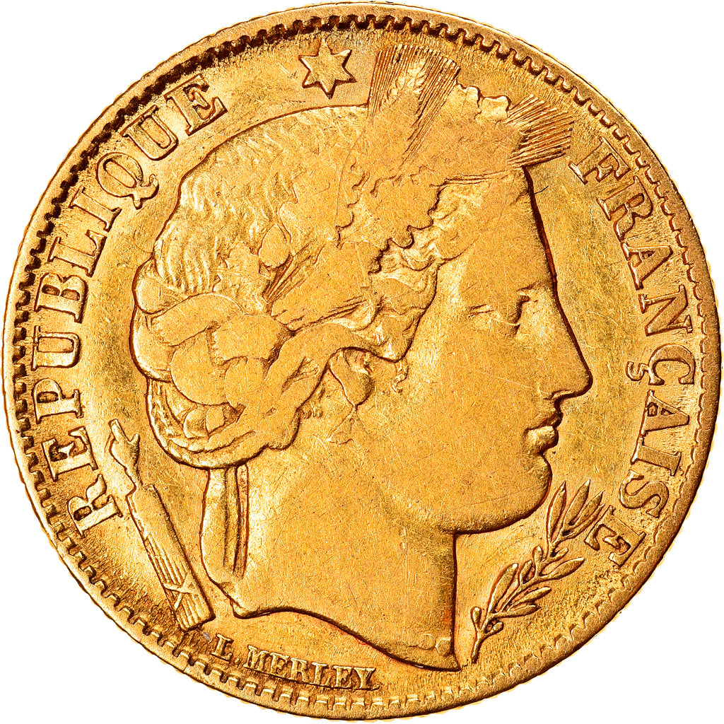Moneta, Francja, Cérès, 10 Francs, 1851, Paris, VF(30-35), Złoto, KM:770