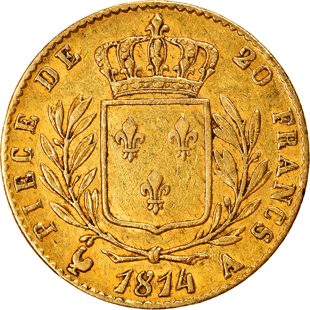 Coin, France, Louis XVIII, Louis XVIII, 20 Francs, 1814, Paris, EF(40-45), Gold
