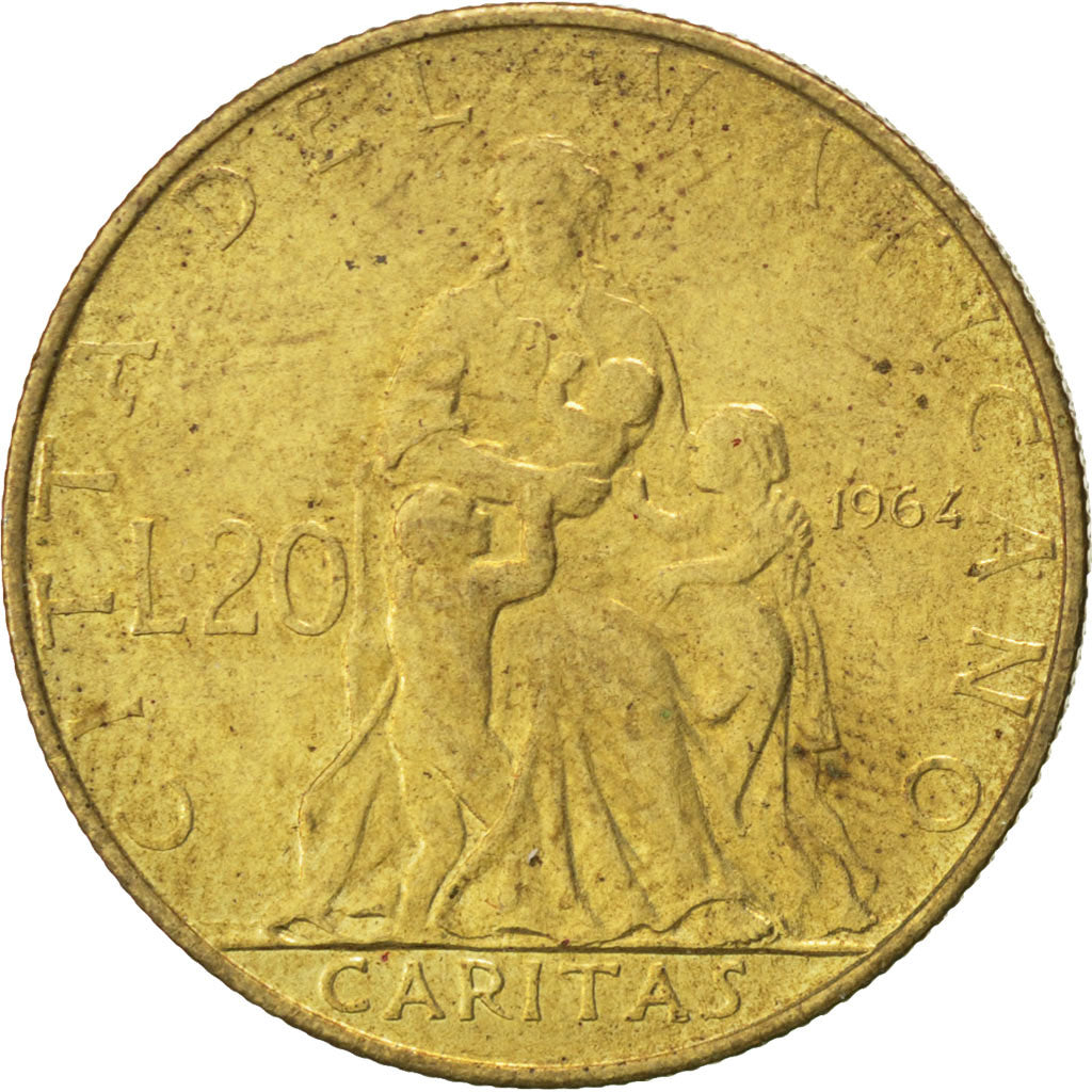 Munten, Vaticaanstad, Paul VI, 20 Lire, 1964, UNC-, Aluminum-Bronze, KM:80.1