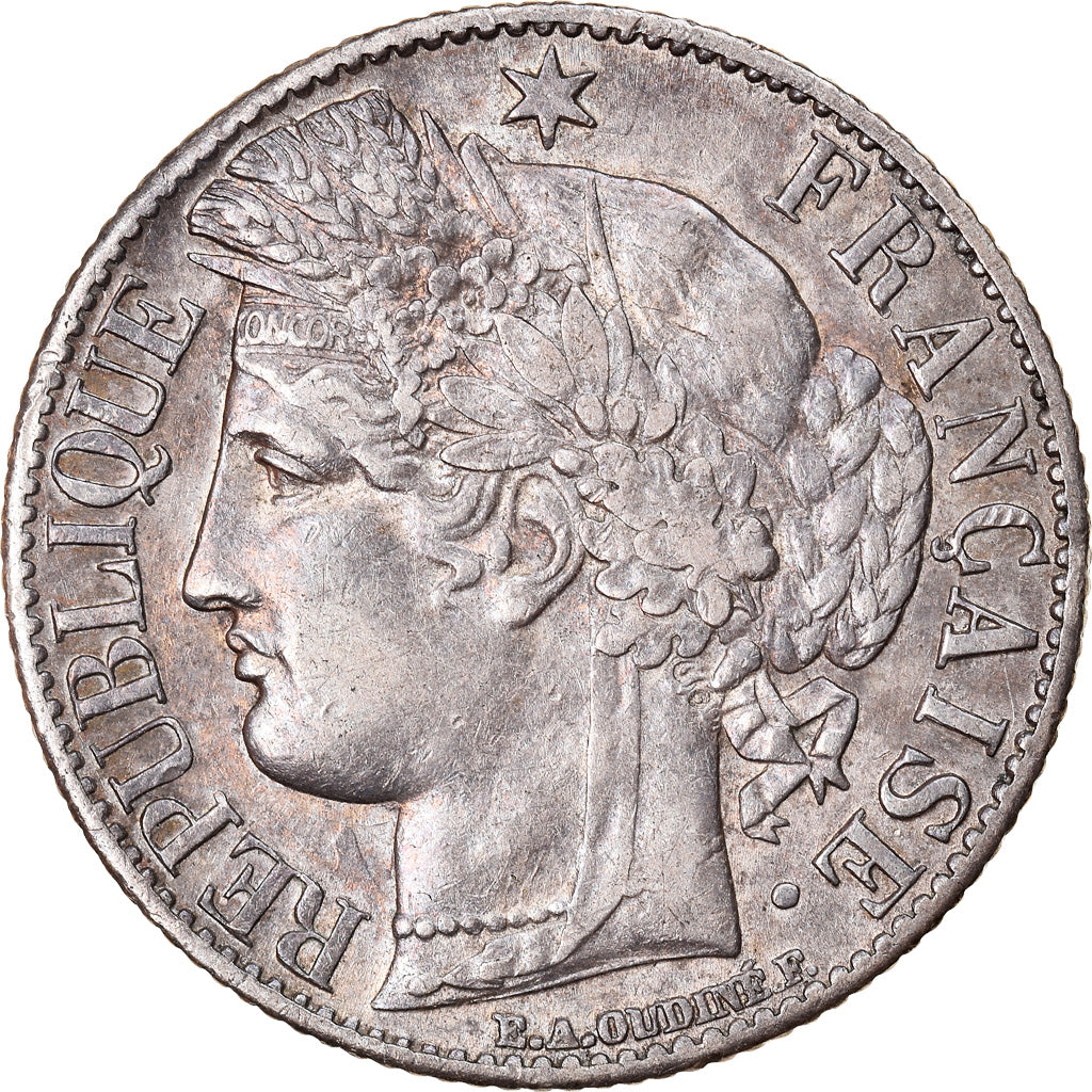 Coin, France, Cérès, Franc, 1871, Bordeaux, AU(50-53), Silver, KM:822.2