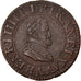 Moeda, França, Henri IV, Double Tournois, 1607, Paris, EF(40-45), Cobre