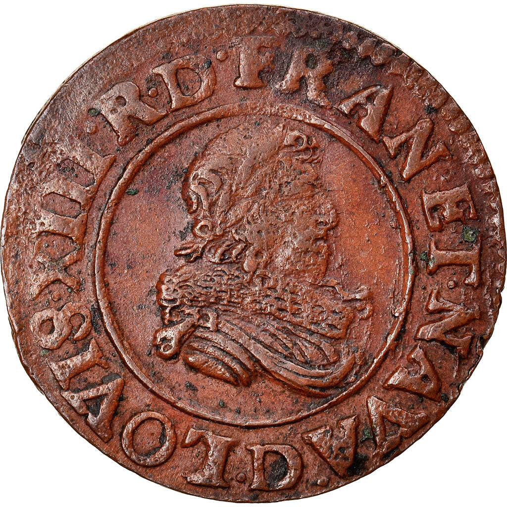 Munten, Frankrijk, Louis XIII, Double tournois, buste juvénile au col fraisé