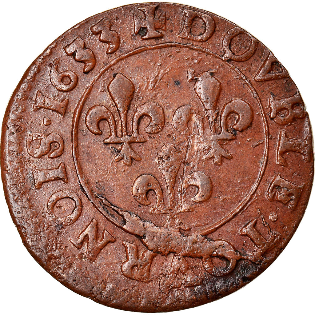 Munten, Frankrijk, Louis XIII, Double tournois, buste juvénile au col fraisé