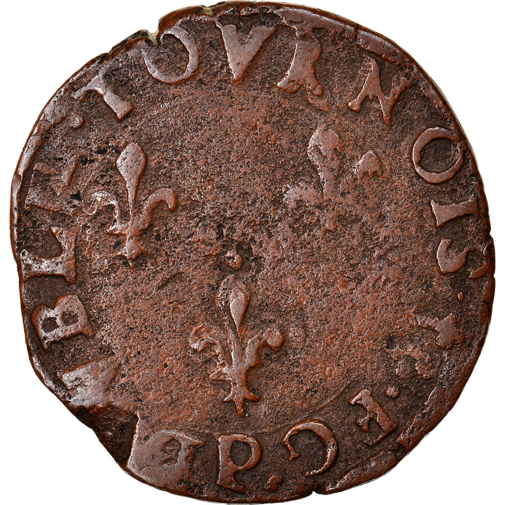 Münze, Frankreich, Henri III, Double Tournois, 1579, Dijon, S+, Kupfer