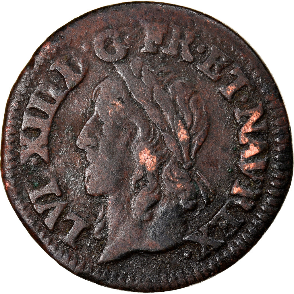 Münze, Frankreich, Louis XIII, Double tournois de Warin, tête à gauche