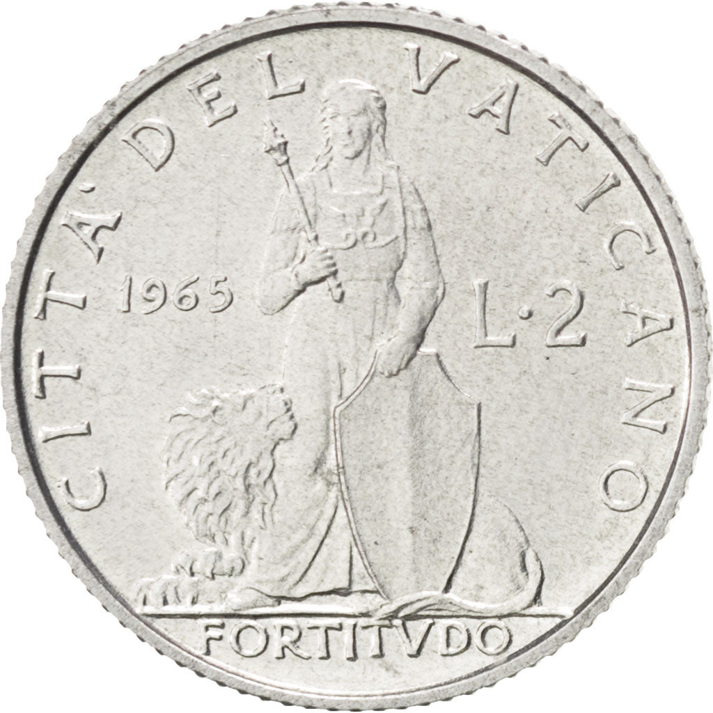 Coin, VATICAN CITY, Paul VI, 2 Lire, 1965, MS(63), Aluminum, KM:77.2