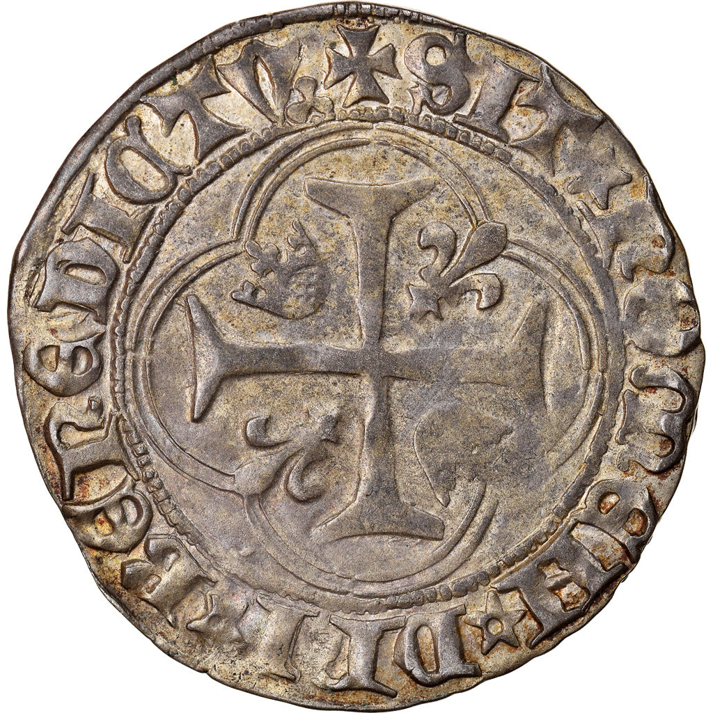 Moneta, Francia, Charles VII, Blanc à la couronne, Lyon, BB, Biglione