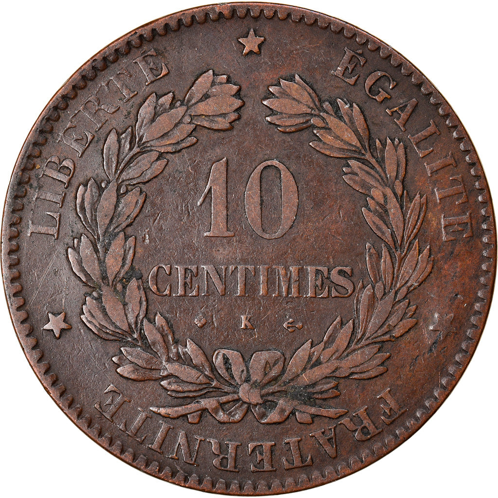 Coin, France, Cérès, 10 Centimes, 1875, Bordeaux, EF(40-45), Bronze, KM:815.2