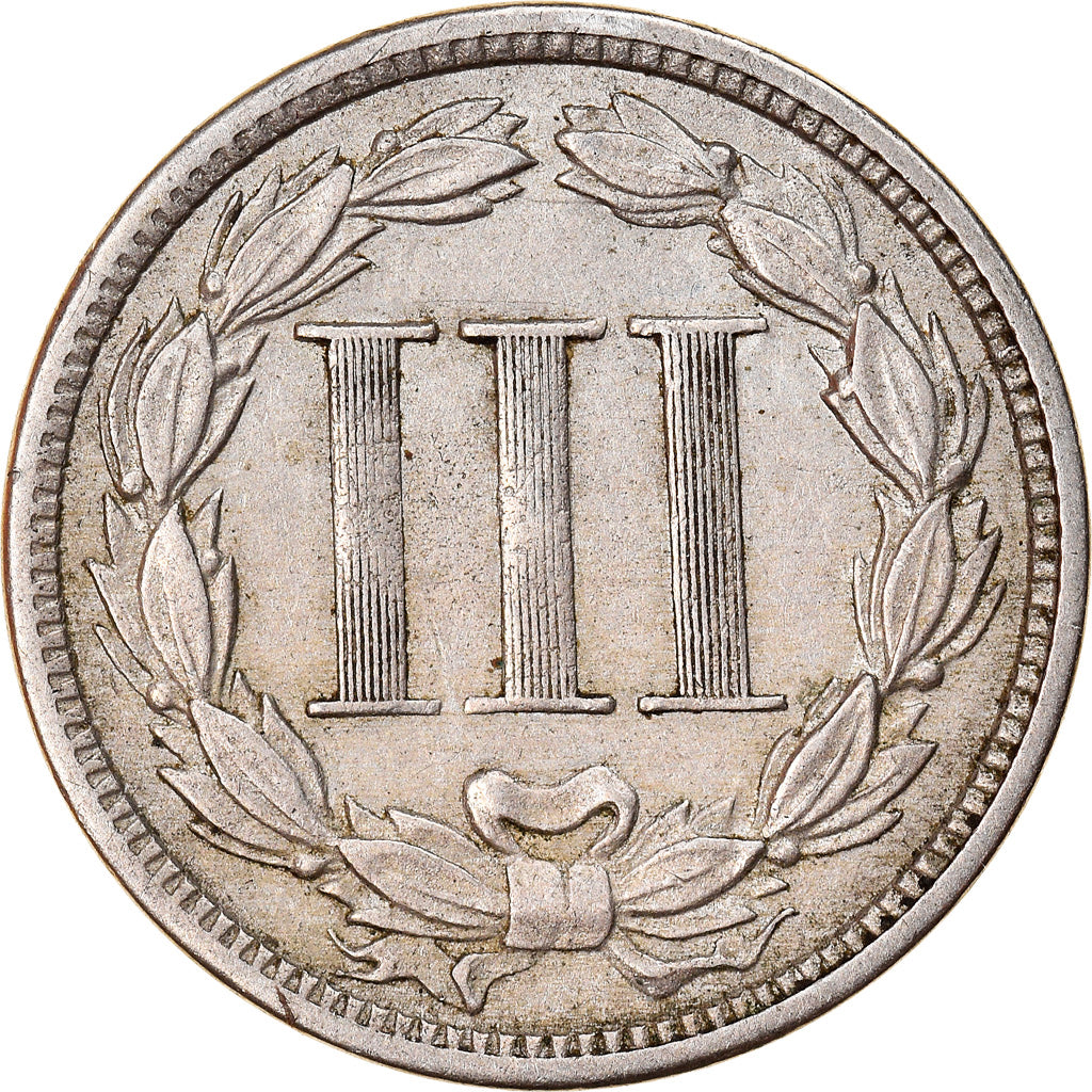 Moneda, Estados Unidos, Nickel 3 Cents, 1865, U.S. Mint, Philadelphia, MBC+