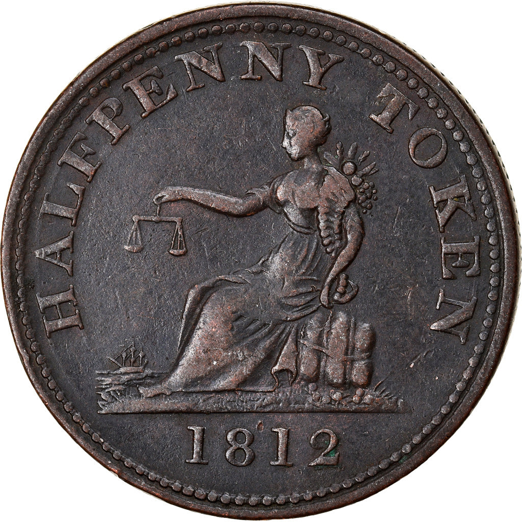 Coin, Canada, LOWER CANADA, Halfpenny Token, 1812, EF(40-45), Brass