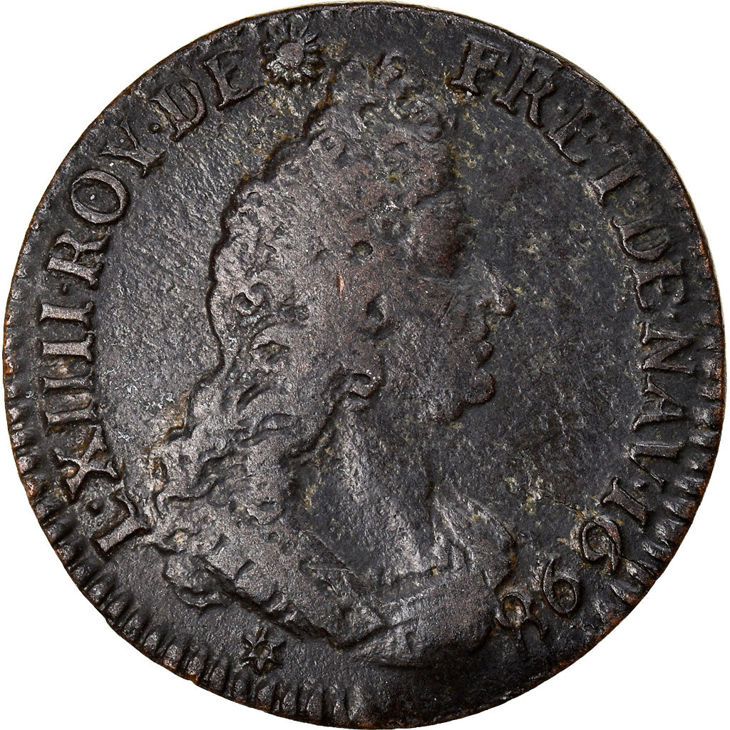 Moneta, Francia, Louis XIV, Liard de France au buste âgé, troisième type