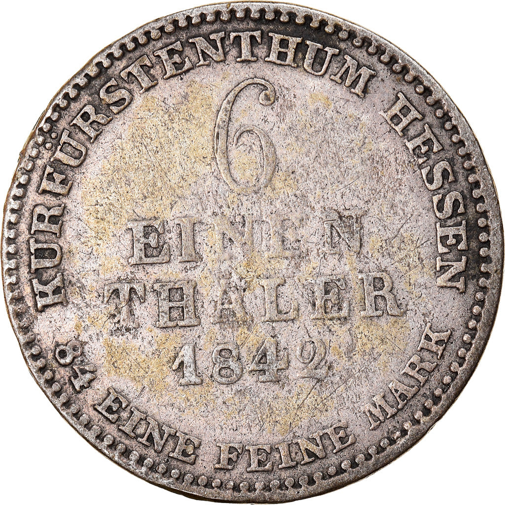 Coin, German States, HESSE-CASSEL, Wilhelm II and Friedrich Wilhelm, 1/6 Thaler