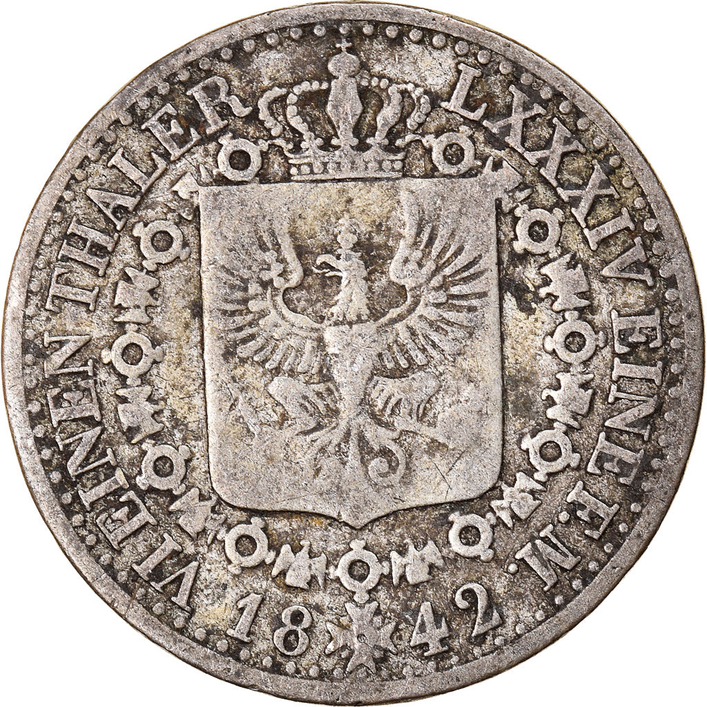 Moneta, Stati tedeschi, PRUSSIA, Friedrich Wilhelm IV, 1/6 Thaler, 1842, MB