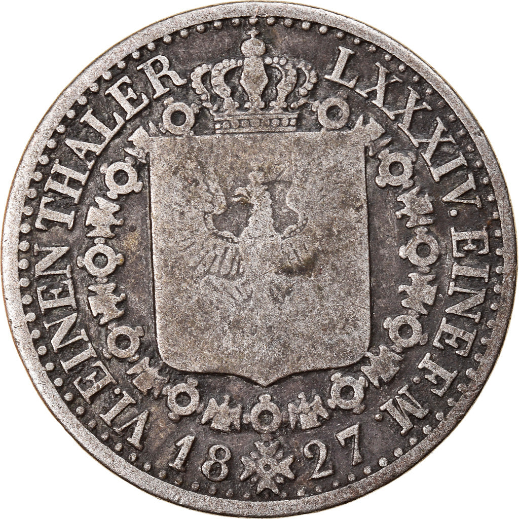 Moneta, Landy niemieckie, PRUSSIA, Friedrich Wilhelm III, 1/6 Thaler, 1827