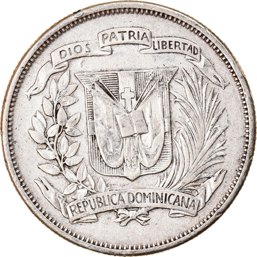 Coin, Dominican Republic, 1/2 Peso, 1960, EF(40-45), Silver, KM:21