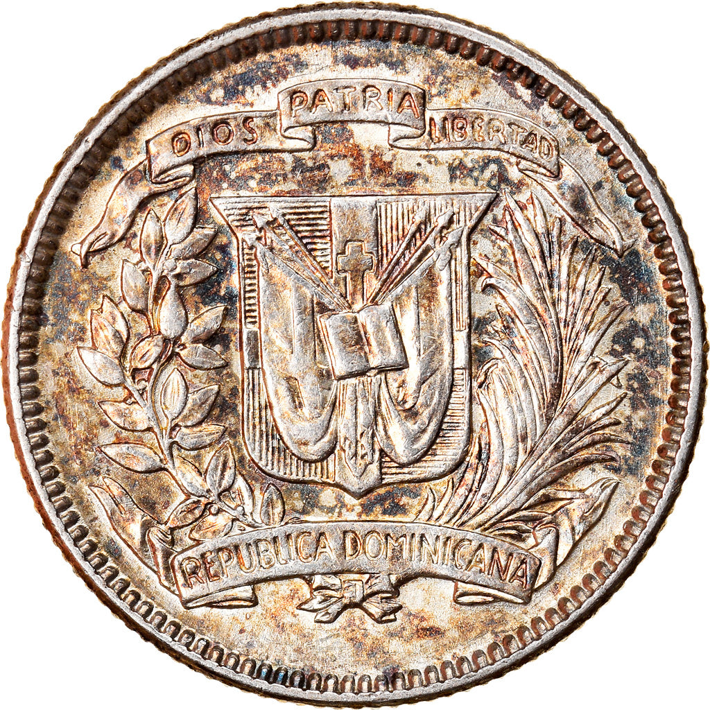 Coin, Dominican Republic, 10 Centavos, 1953, AU(55-58), Silver, KM:19