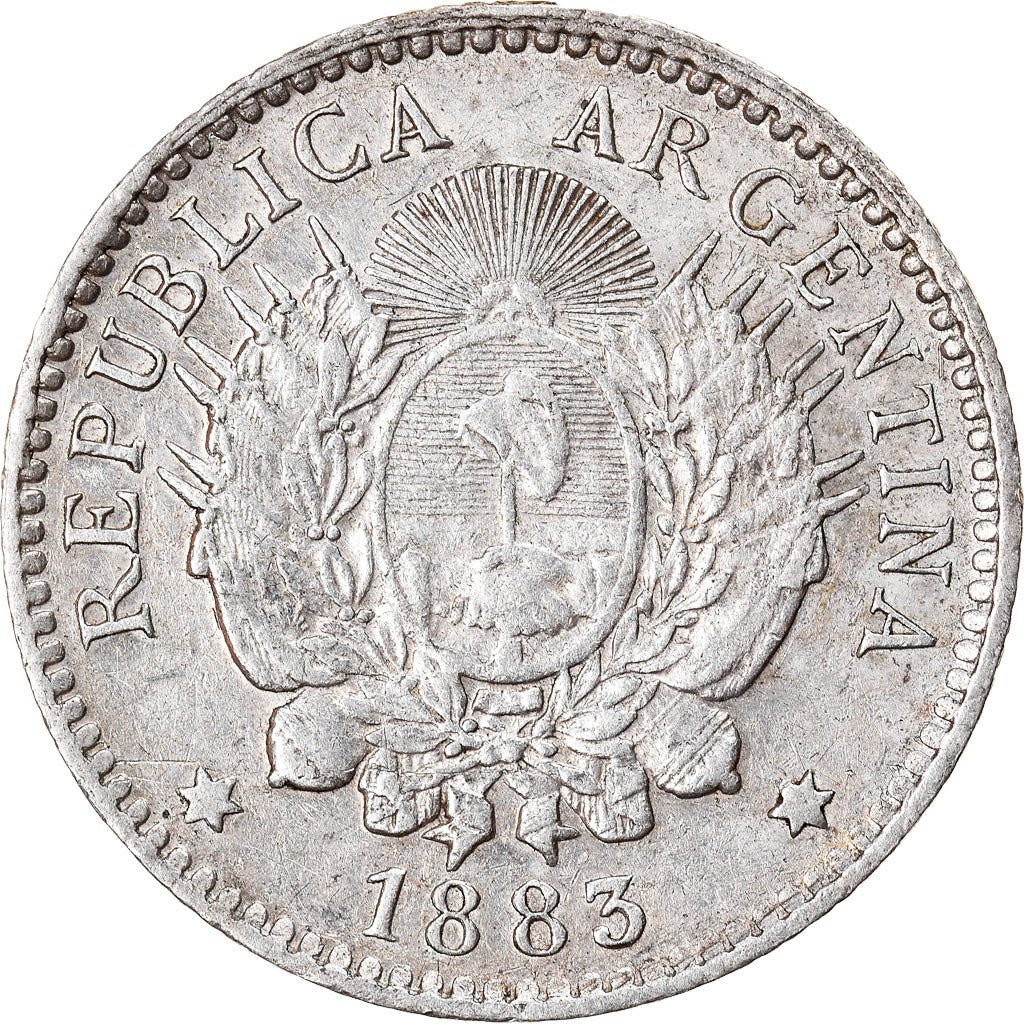 Coin, Argentina, 10 Centavos, 1883, EF(40-45), Silver, KM:26