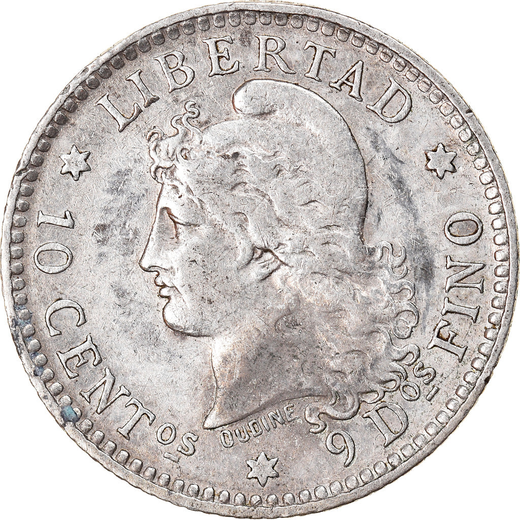 Coin, Argentina, 10 Centavos, 1883, EF(40-45), Silver, KM:26