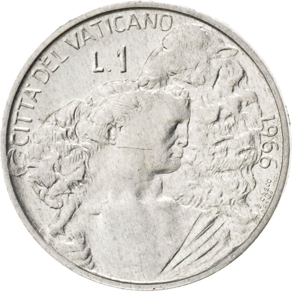 Coin, VATICAN CITY, Paul VI, Lira, 1966, MS(63), Aluminum, KM:84