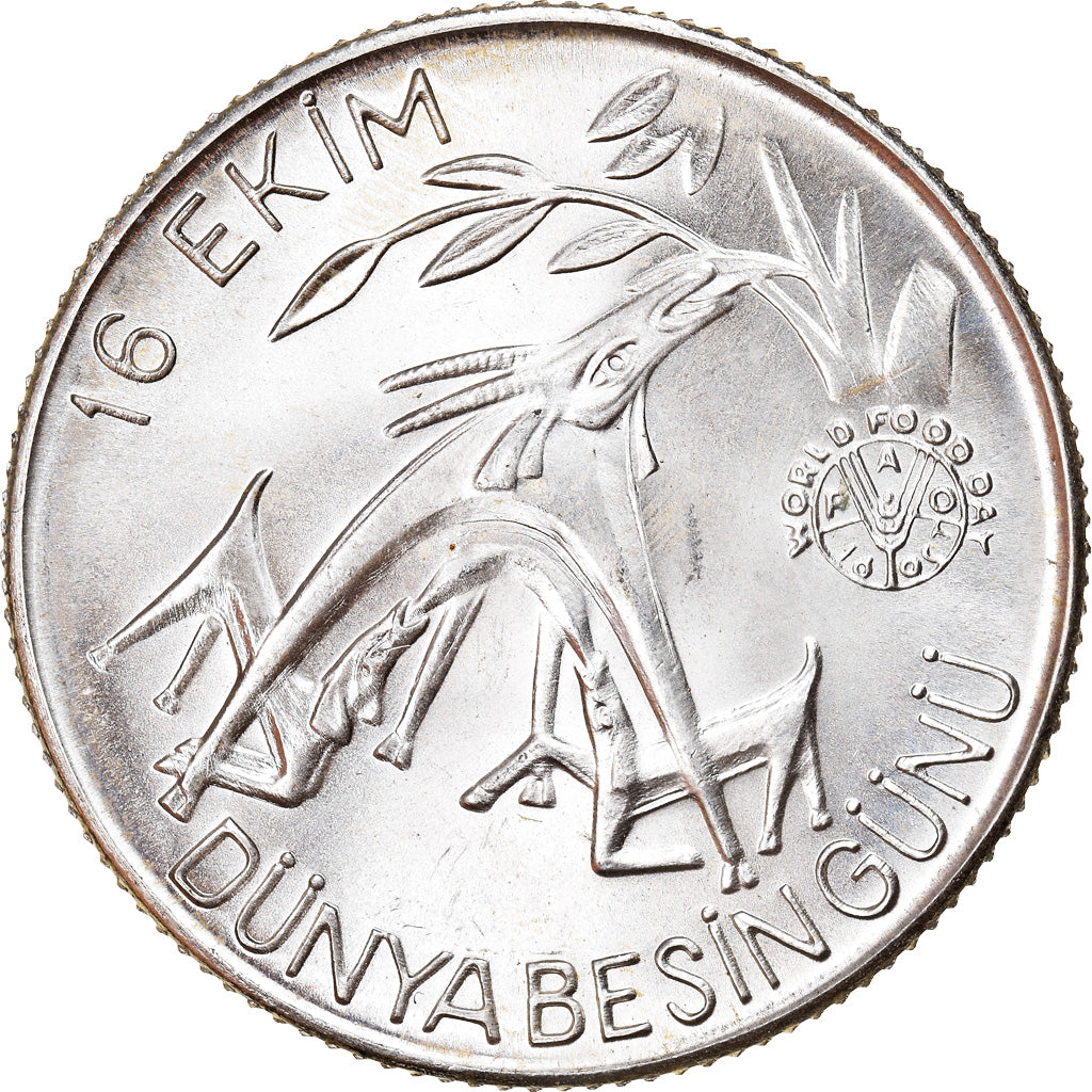 Coin, Turkey, 1500 Lira, 1981, MS(63), Silver, KM:947