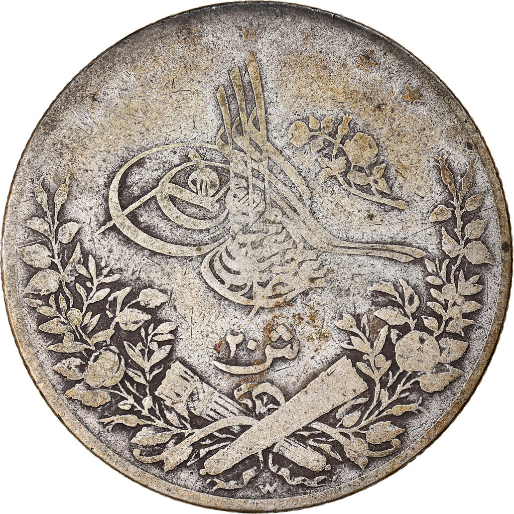 Coin, Egypt, Abdul Hamid II, 10 Qirsh, 1894, Misr, VF(20-25), Silver, KM:295