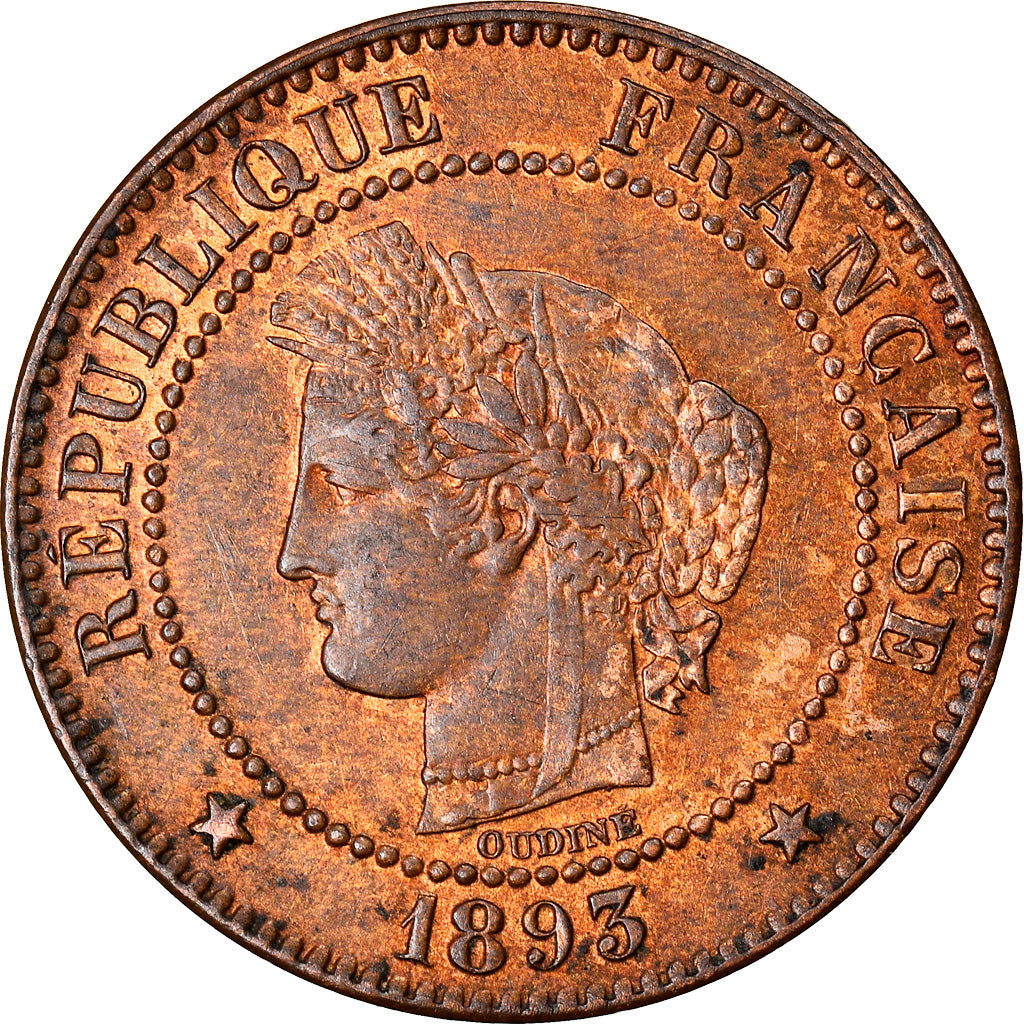 Coin, France, Cérès, 2 Centimes, 1893, Paris, AU(50-53), Bronze, KM:827.1