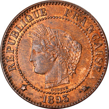 Coin, France, Cérès, 2 Centimes, 1893, Paris, AU(50-53), Bronze, KM:827.1