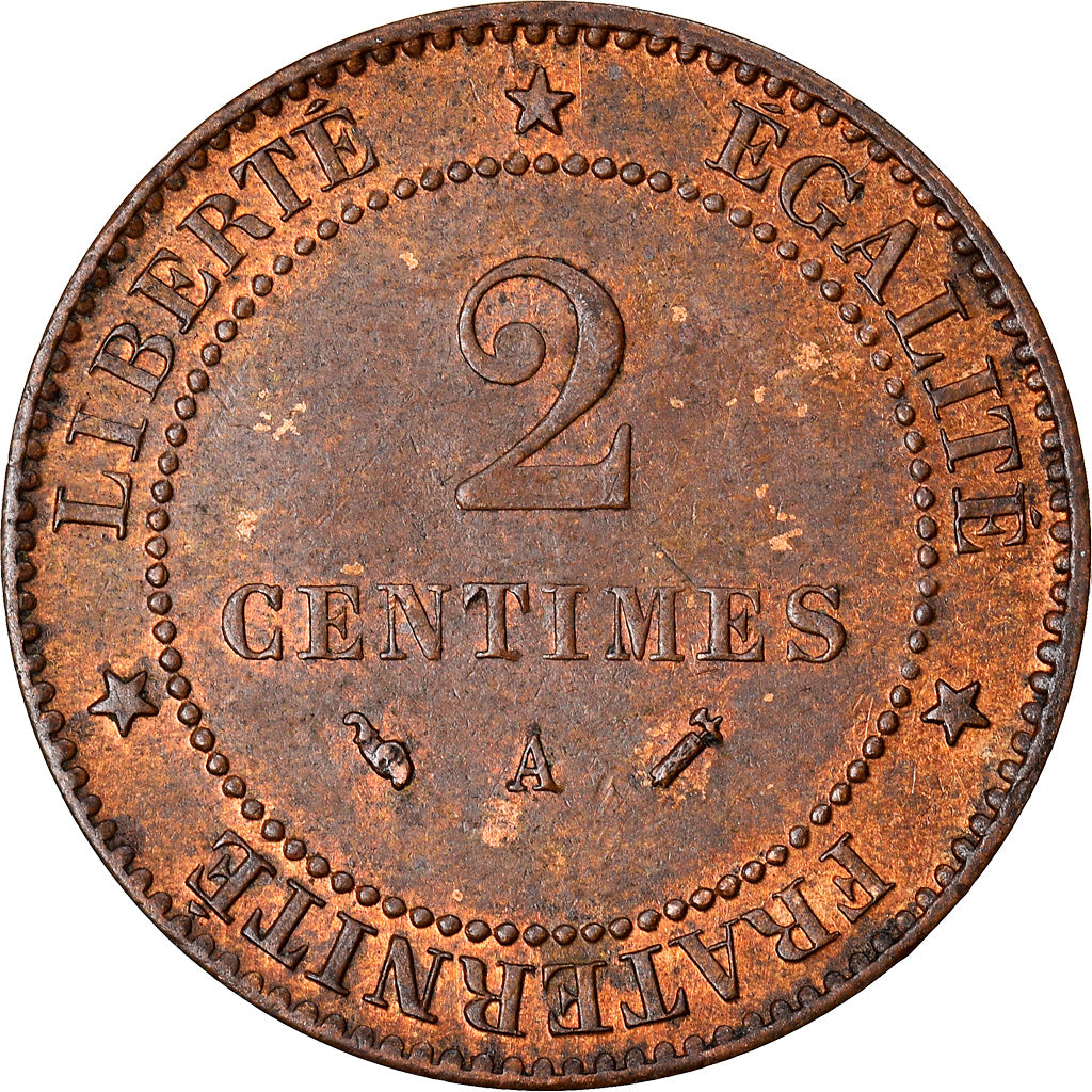 Coin, France, Cérès, 2 Centimes, 1893, Paris, AU(50-53), Bronze, KM:827.1
