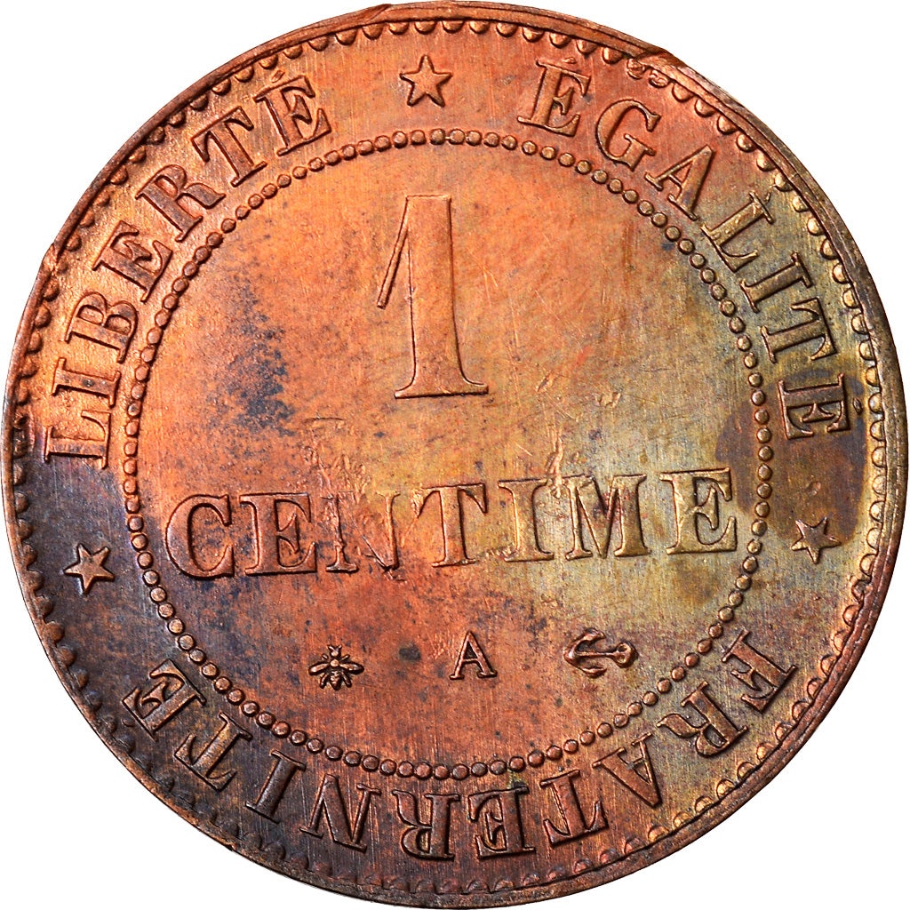 Coin, France, Cérès, Centime, 1877, Paris, MS(60-62), Bronze, KM:826.1