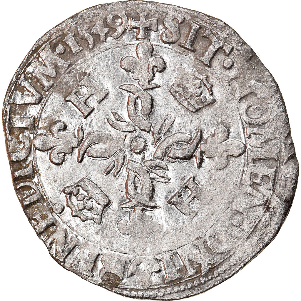 Moneta, Francja, Henri II, Douzain aux croissants, 1549, Rouen, EF(40-45)