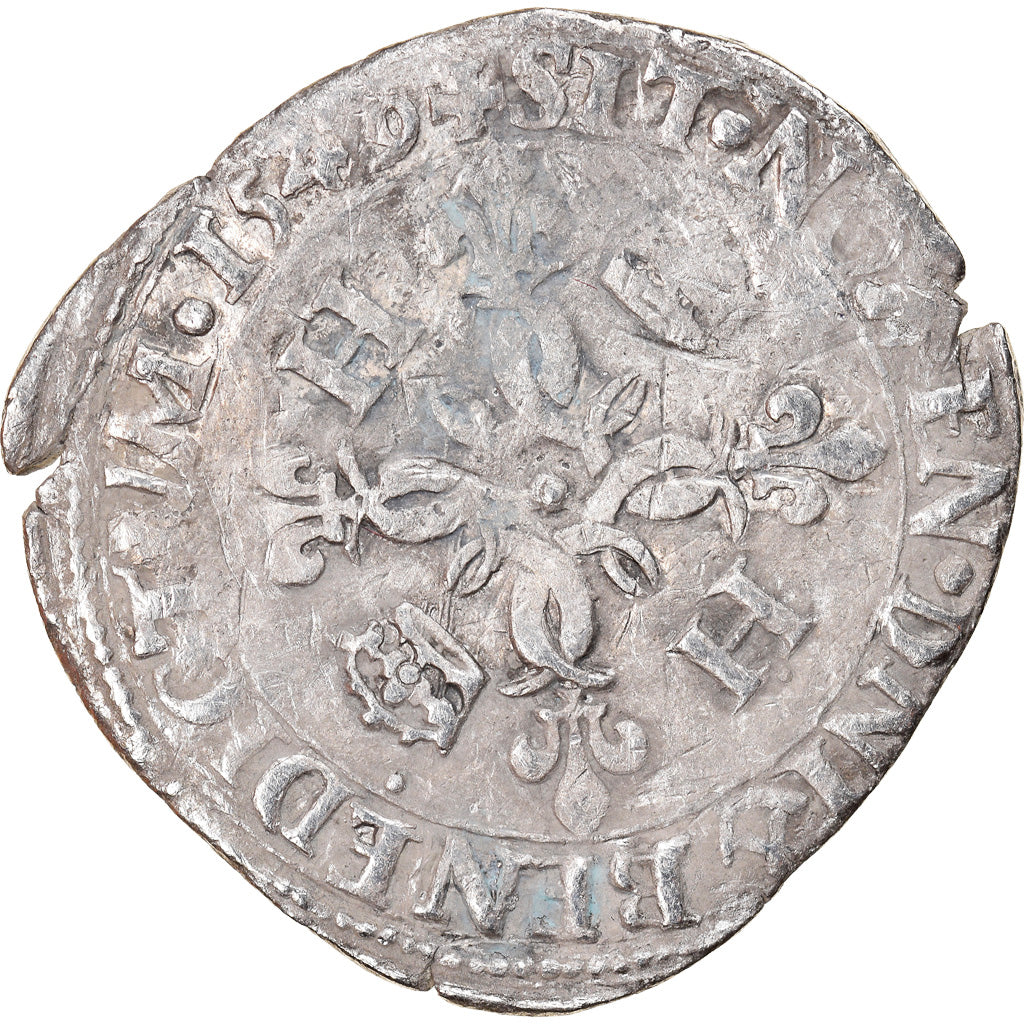Munten, Frankrijk, Henri II, Douzain aux croissants, 1549, Rouen, FR, Billon