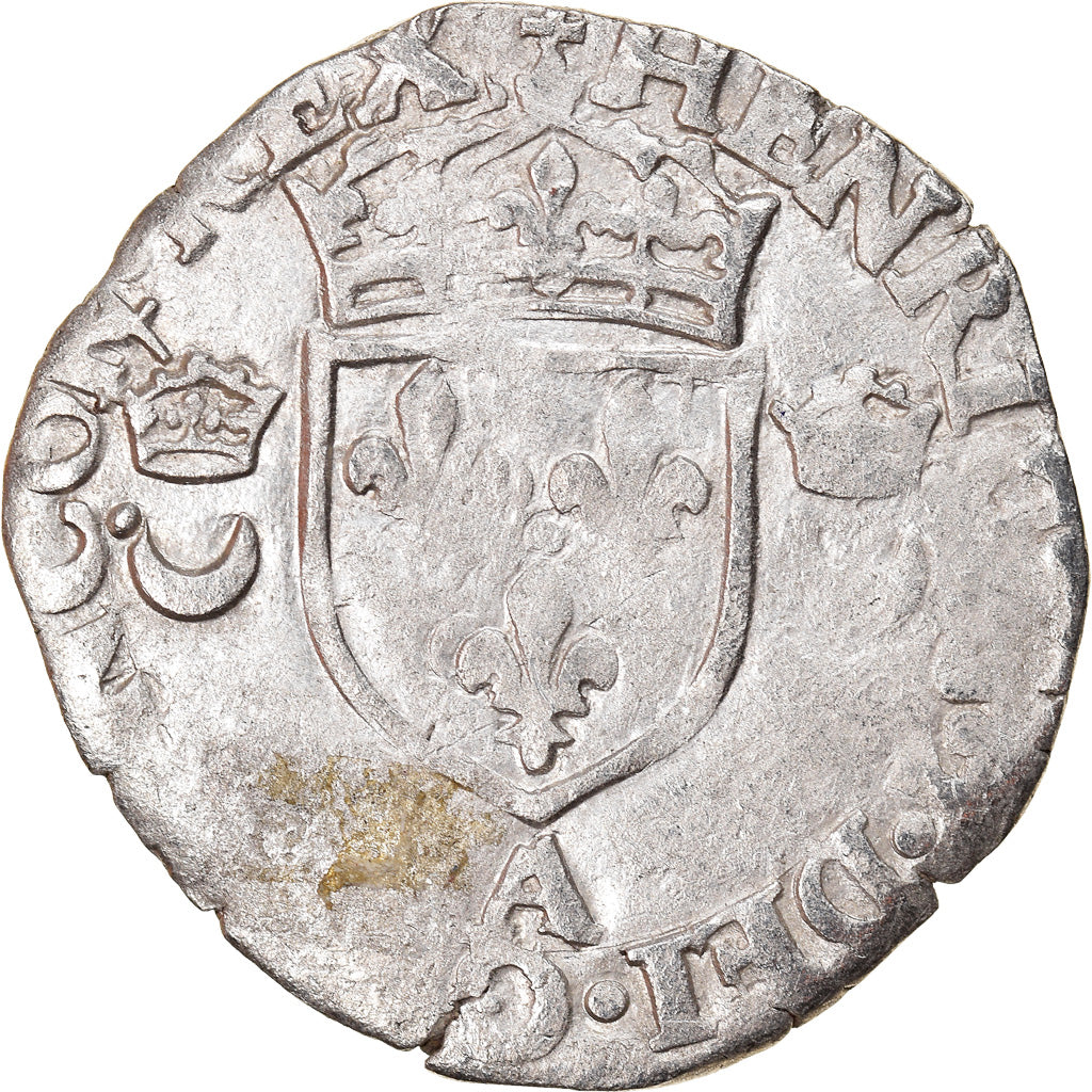 Moneda, Francia, Henri II, Douzain aux croissants, 1550, Paris, BC+, Vellón