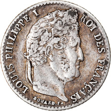 Moneta, Francia, Louis-Philippe, 1/4 Franc, 1838, Paris, BB, Argento, KM:740.1