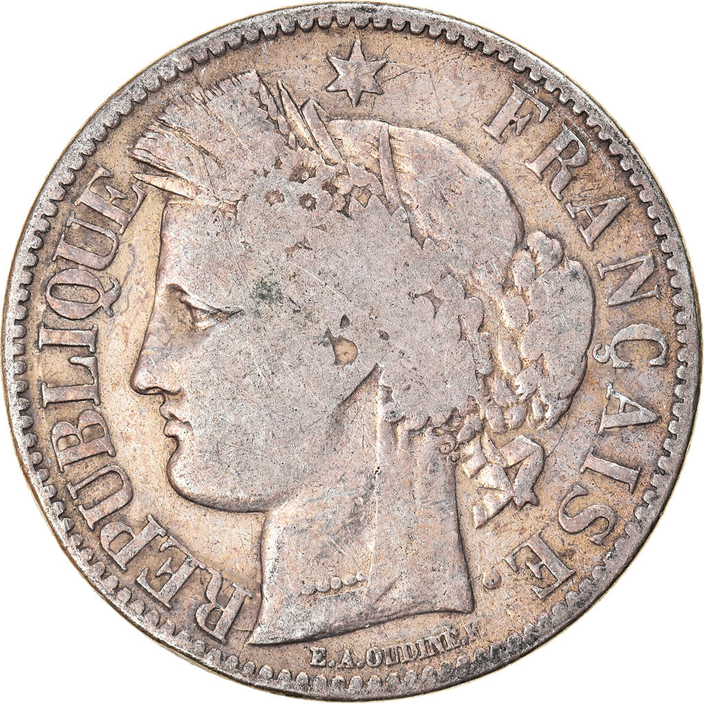 Moneta, Francia, Cérès, 2 Francs, 1870, Bordeaux, MB, Argento, KM:816.2