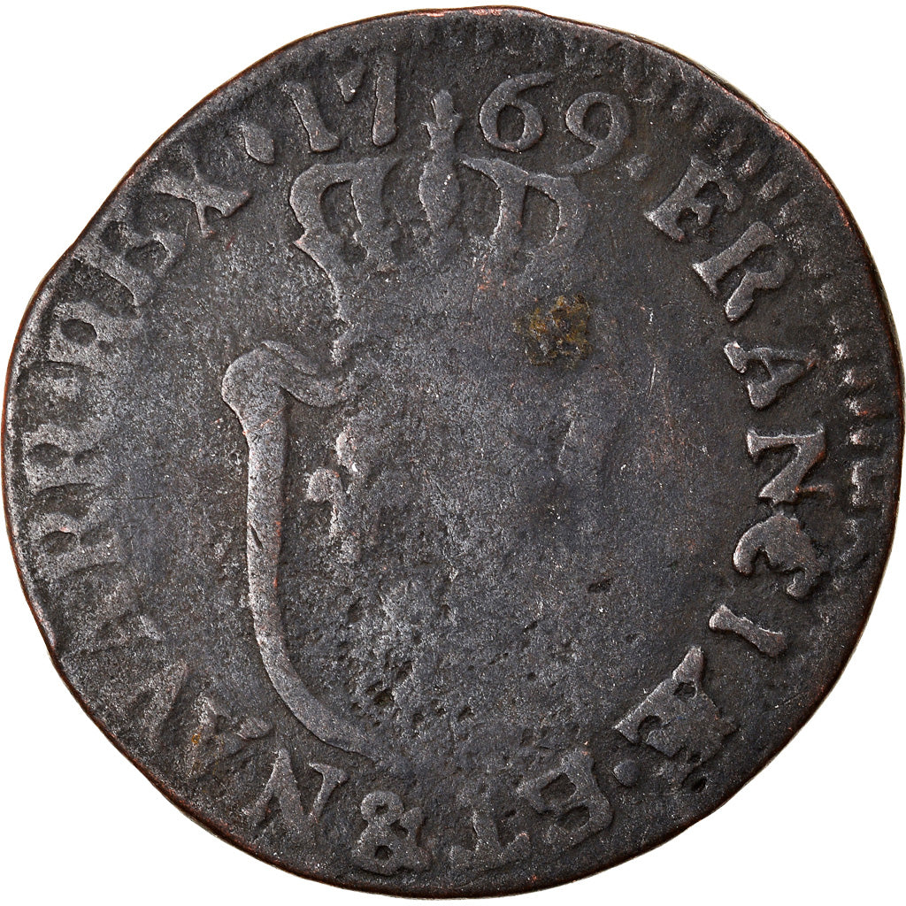 Moneta, Francja, Louis XV, 1/2 Sol d'Aix, 1769, Aix, VG(8-10), Miedź