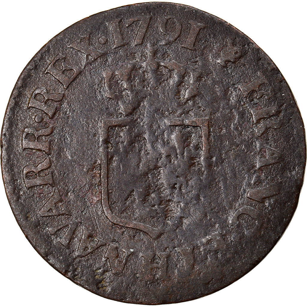 Munten, Frankrijk, Louis XVI, Liard, Liard, 1791, La Rochelle, FR, Koper