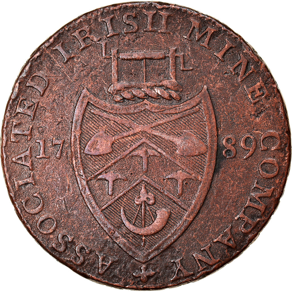 Moneta, Irlanda, Wicklow, Halfpenny Token, 1789, Cronebane, BB, Rame, Withers:20