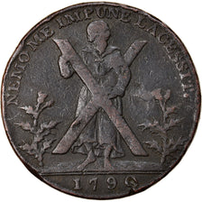 Moneda, Escocia, Halfpenny Token, 1790, Edinburgh, BC+, Cobre