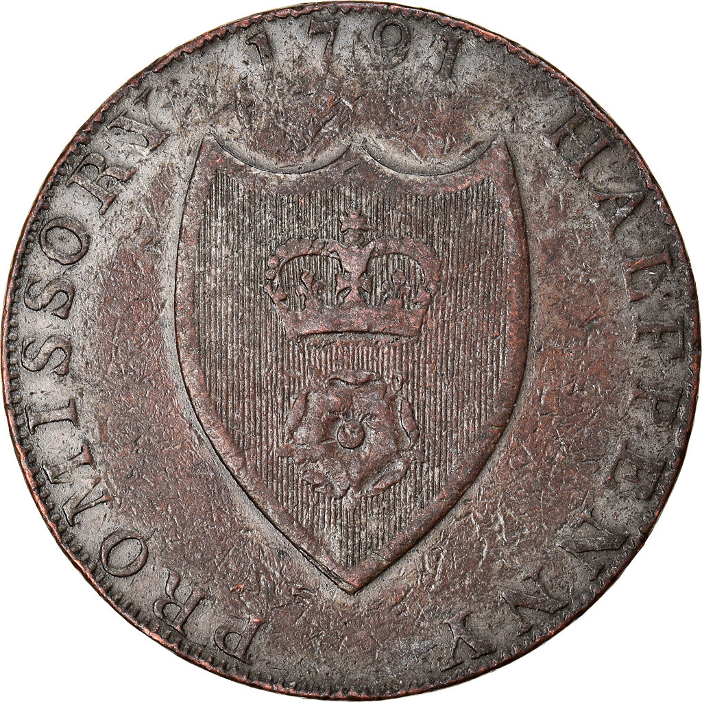 Coin, Great Britain, Hampshire, Halfpenny Token, 1791, Southampton, EF(40-45)
