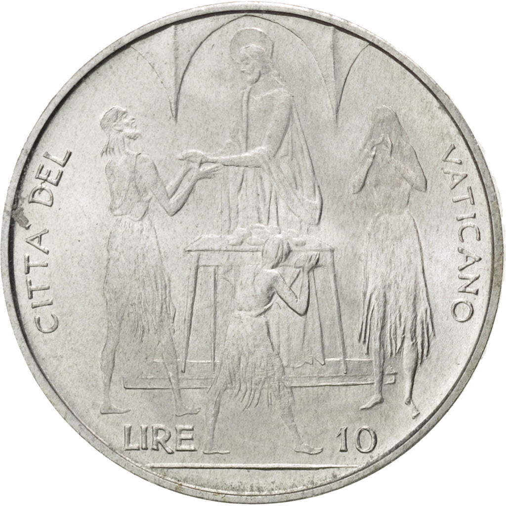 VATICAN CITY, 10 Lire, 1968, KM #103, MS(63), Aluminum, 23, 1.59