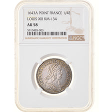 Coin, France, Louis XIII, 1/4 Écu 2e poinçon de Warin, buste drapé et