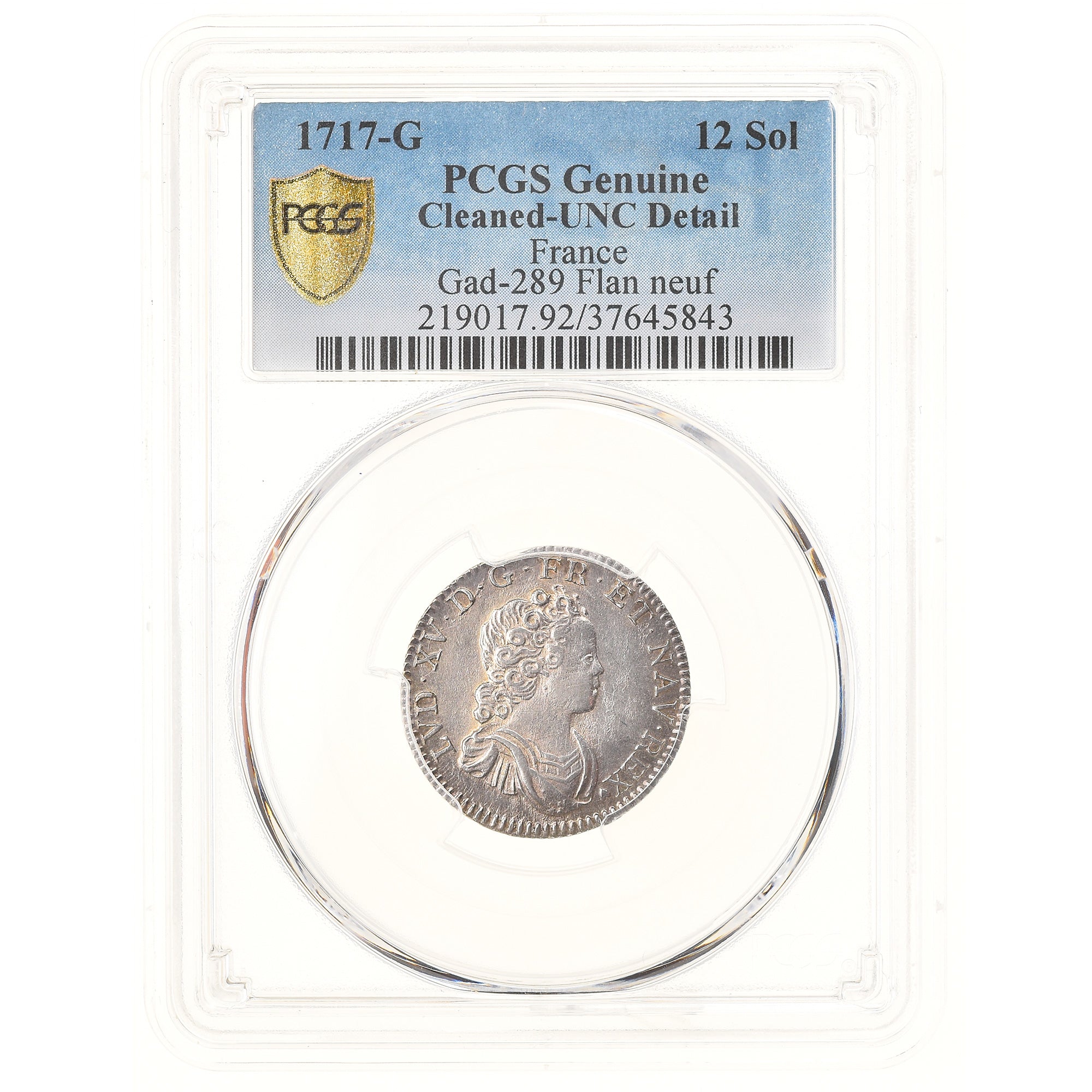 Munten, Frankrijk, Louis XV, 1/10 Écu Vertugadin, 12 Sols, 1/10 ECU, 1717