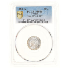 Moneta, Francja, Cérès, 50 Centimes, 1882, Paris, PCGS, MS66, MS(65-70)