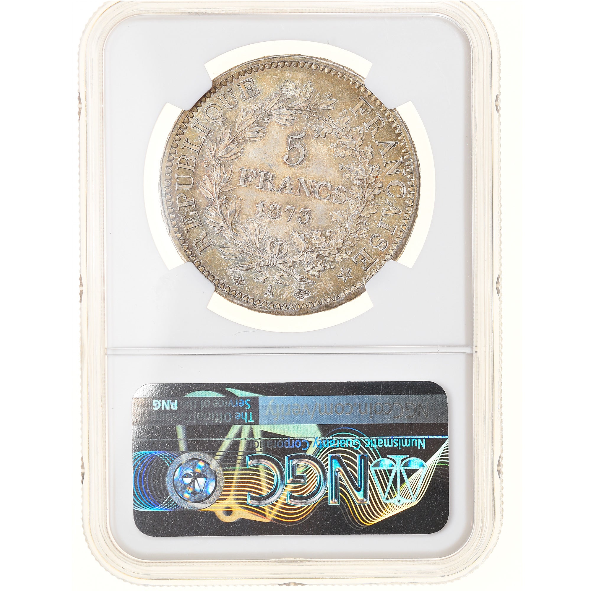 Coin, France, Hercule, 5 Francs, 1873, Paris, NGC, MS64, MS(64), Silver