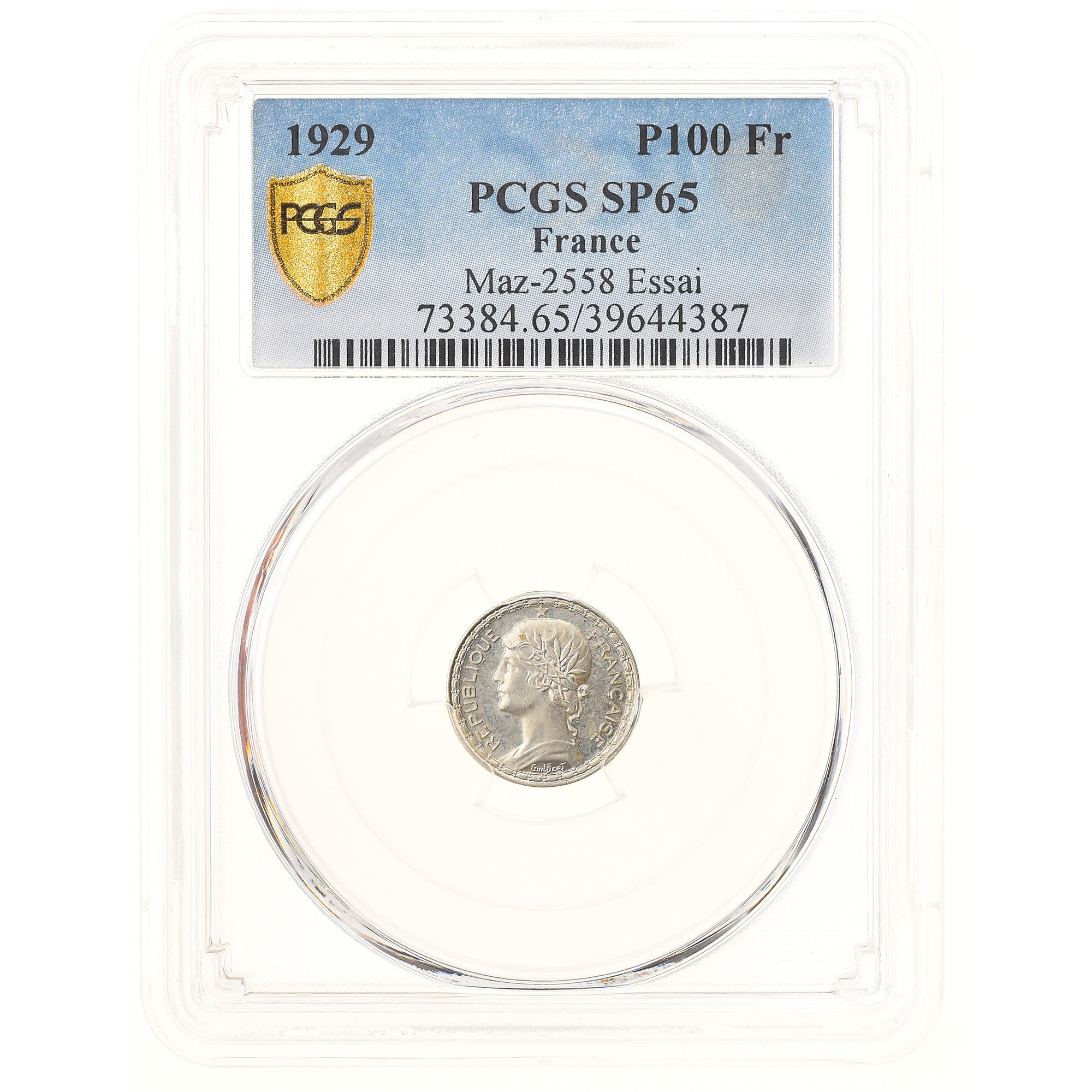 Coin, France, Essai de Guilbert, 100 Francs, 1929, PCGS, SP65, MS(65-70)