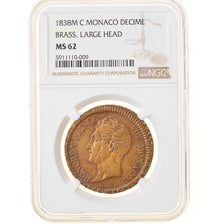 Coin, Monaco, Honore V, Decime, 1838, Monaco, NGC, MS62, MS(60-62), Copper