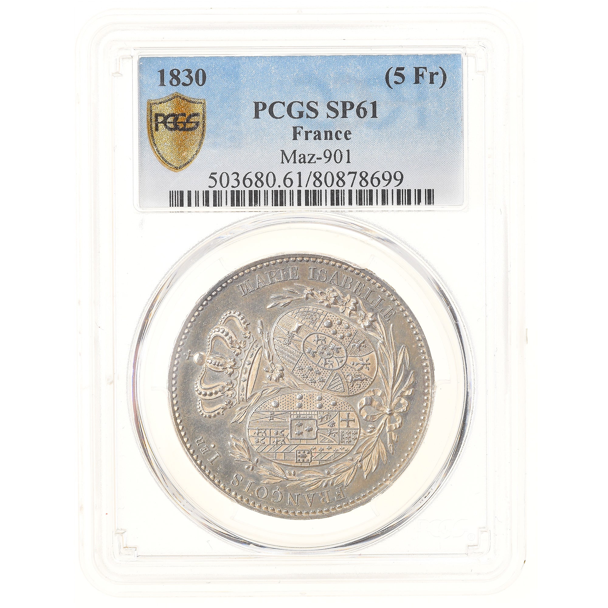 Coin, France, Charles X, 5 Francs, 1830, Paris, ESSAI, PCGS, SP61, MS(60-62)