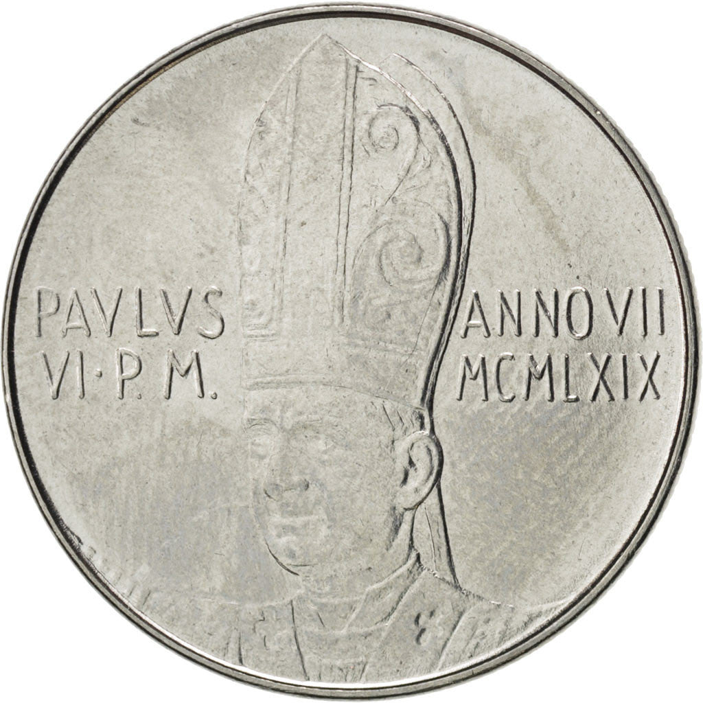 VATICAN CITY, 50 Lire, 1969, KM #113, MS(63), Stainless Steel, 24.8, 6.19