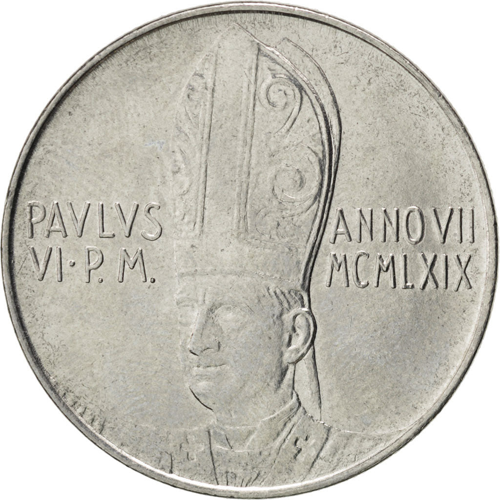 CITTÀ DEL VATICANO, Paul VI, 100 Lire, 1969, SPL, Acciaio inossidabile, KM:114